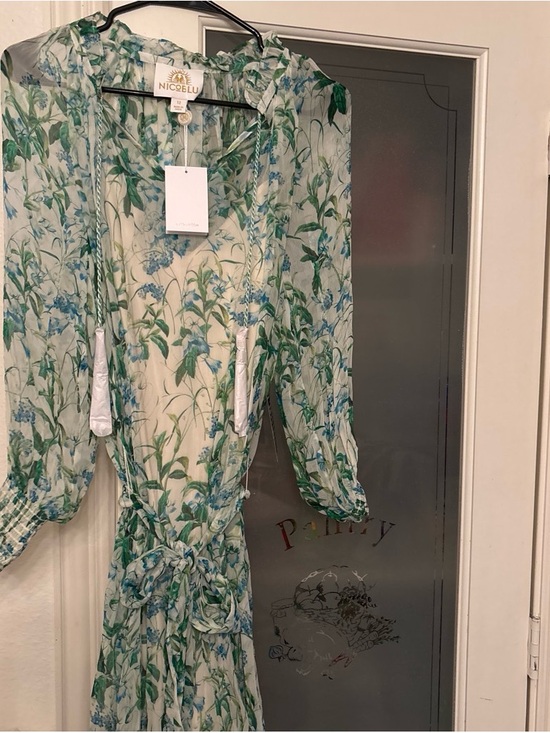 Nicole Dresses & Skirts - Nicole Sheer Green and Blue Floral Wrap Jumpsuit